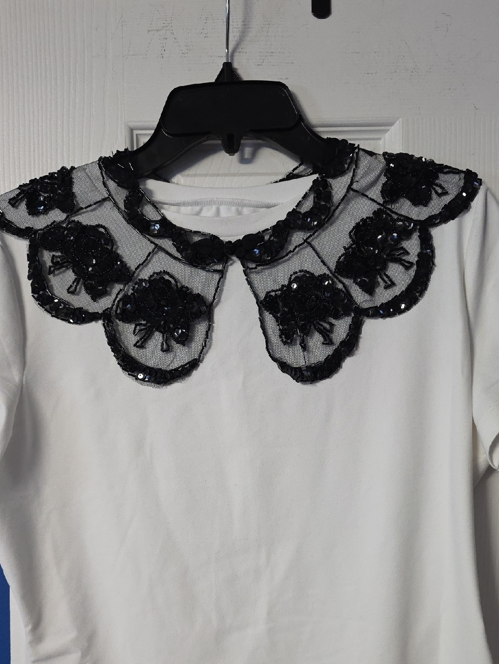 Black Embellished Peter Pan Collar Necklace